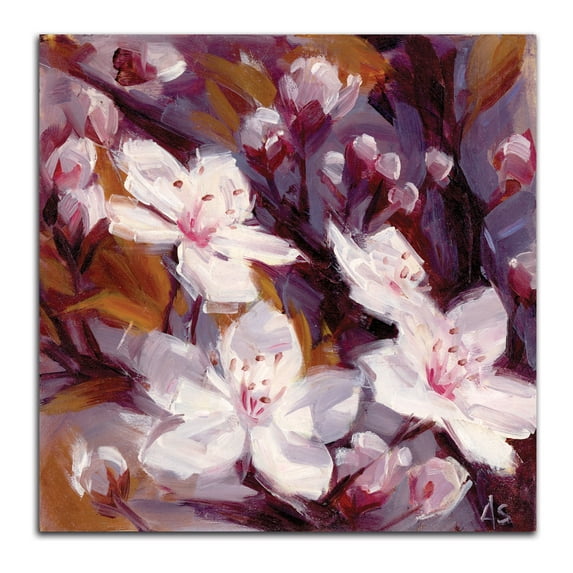 Gango Home Decor Modern Cherry Blossoms by Annie Salness (Printed on Paper); One 16x16in Fine Art Paper Giclee Print