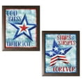thumbnail image 1 of Gango Home Decor Modern Distressed Patriotic America Decor |Red, White & Blue "God Bless America" & "Stars & Stripes" by Paul Brent (Ready to Hang); Two 12x16in Brown Framed Prints, 1 of 5