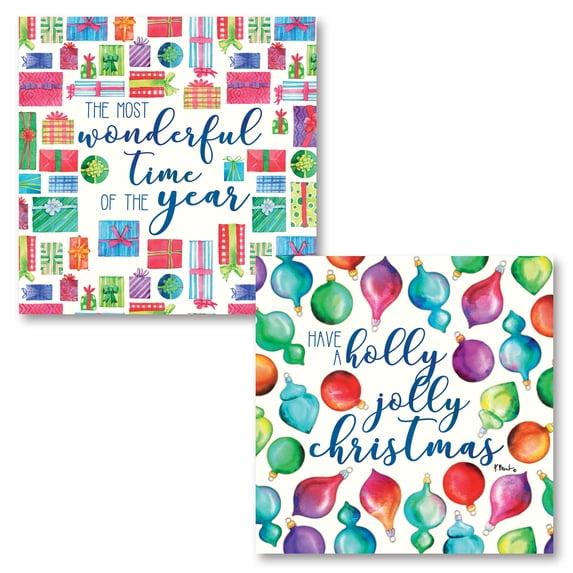Gango Home Decor Modern Holiday Inspiration I & II by Paul Brent (Printed on Paper); Two 16x16in Fine Art Paper Giclee Prints