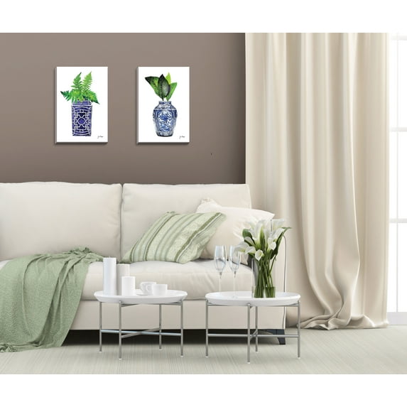 Gango Home Decor Modern In Your Vase I & II; Two 12x16in Hand-Stretched Canvases