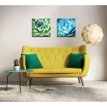 Gango Home Decor Modern Opulent Succulents I & II; Two 12x12in Hand-Stretched Canvases