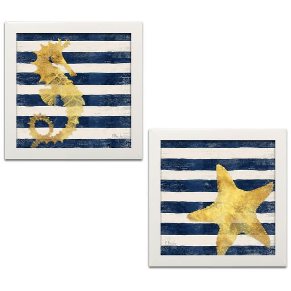 Gango Home Decor Modern Savvy Shore I & II by Paul Brent (Ready to Hang); Two 12x12in White Framed Prints