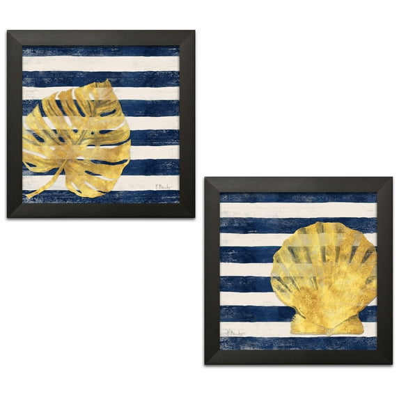 Gango Home Decor Modern Savvy Shore III & IV by Paul Brent (Ready to Hang); Two 12x12in Black Framed Prints
