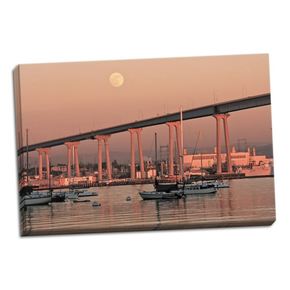Gango Home Decor Moon & Bridge by Lee Peterson (Ready to Hang); One 36x24in Hand-Stretched Canvas