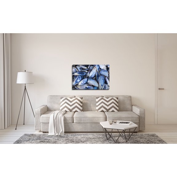 Gango Home Decor Mussels I by Kathy Mahan (Ready to Hang); One 36x24in Hand-Stretched Canvas