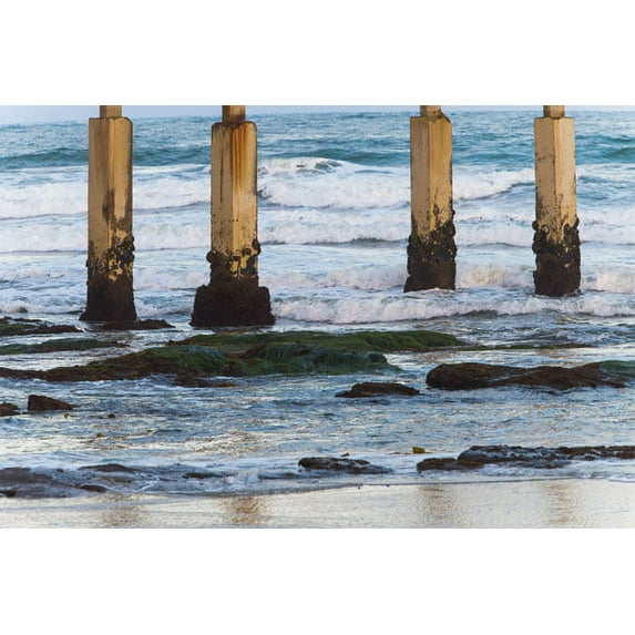 Gango Home Decor Ocean Beach Pier II by Lee Peterson (Printed on Paper); One 36x24in Fine Art Paper Giclee Print