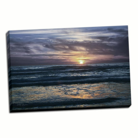 Gango Home Decor Purple Coastal Sunset Adult Decor; 1 - 36" x 24: Stretched Canvas