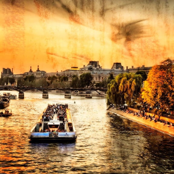 Gango Home Decor River Seine at Sunset II by Alan Hausenflock (Printed on Paper); One 24x24in Fine Art Paper Giclee Print