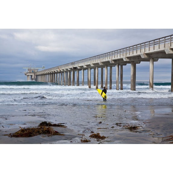 Gango Home Decor Scripps Pier I by Lee Peterson (Printed on Paper); One 36x24in Fine Art Paper Giclee Print
