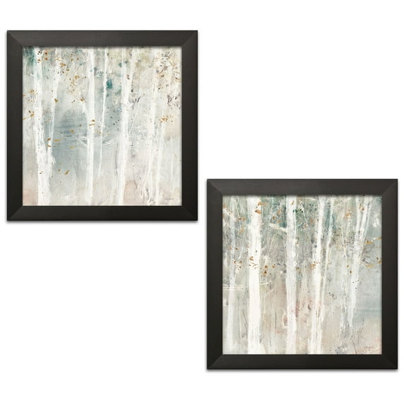Gango Home Decor Shabby-Chic A Woodland Walk II & III by Lisa Audit (Ready to Hang); Two 12x12in Black Framed Prints