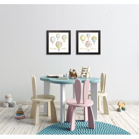 Gango Home Decor Shabby-Chic Beautiful Romance XXI & XXII; Two 12x12in Art Prints in Black Frames