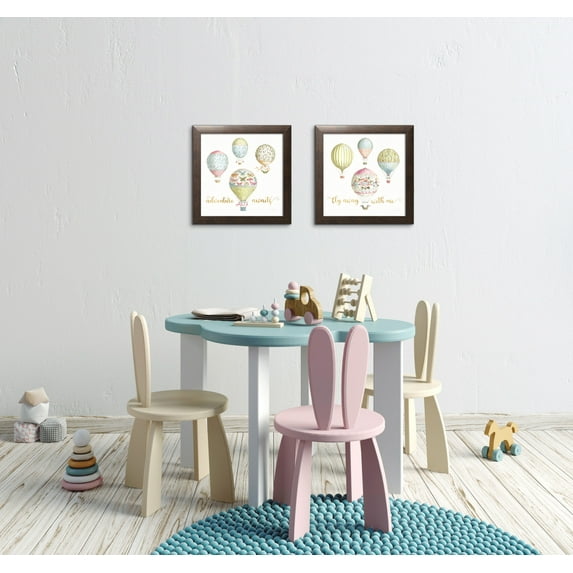 Gango Home Decor Shabby-Chic Beautiful Romance XXI & XXII; Two 12x12in Art Prints in Brown Frames