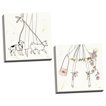 Gango Home Decor Shabby-Chic Fashion Feet III & IV by Anne Tavoletti (Ready to Hang); Two 16x16in Hand-Stretched Canvases