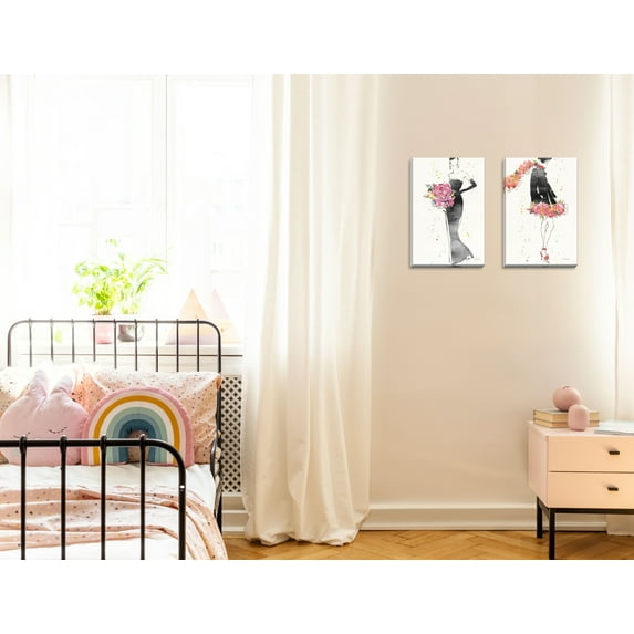 Gango Home Decor Shabby-Chic Floral Fashion III & IV; Two 12x18in Hand-Stretched Canvases