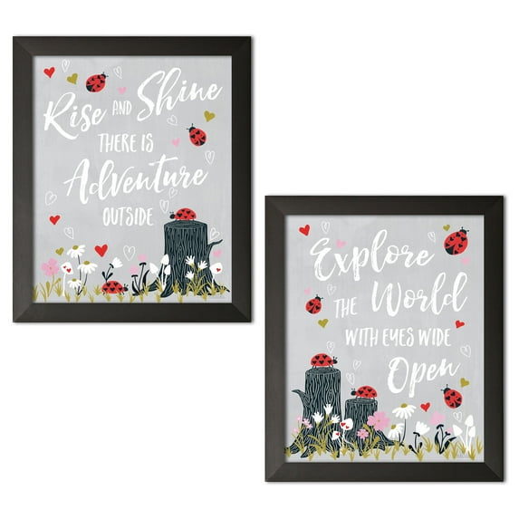 Gango Home Decor Shabby-Chic Lovebug I & II by Laura Marshall (Ready to Hang); Two 11x14in Black Framed Prints