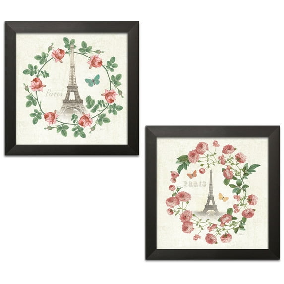 Gango Home Decor Shabby-Chic Paris Arbor VII & Paris Arbor VIII by Sue Schlabach (Ready to Hang); Two 12x12in Black Framed Prints