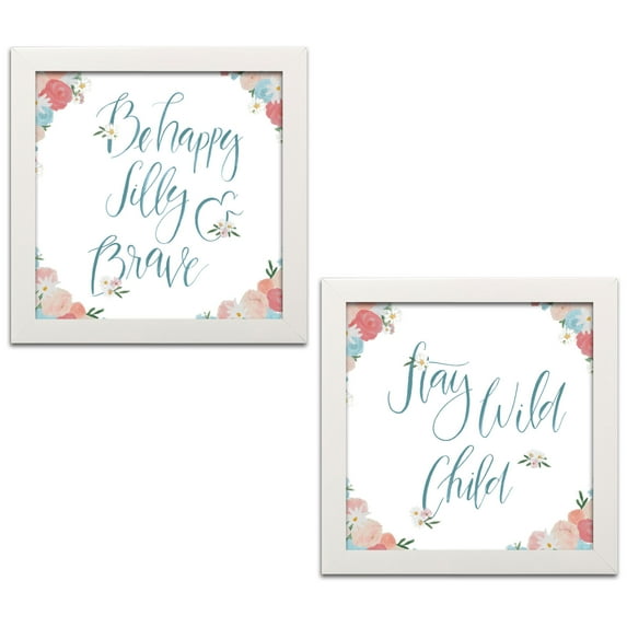 Gango Home Decor Shabby-Chic Spirit Stallion III Blush and Teal & Spirit Stallion VI Blush and Teal by James Wiens (Ready to Hang); Two 12x12in White Framed Prints