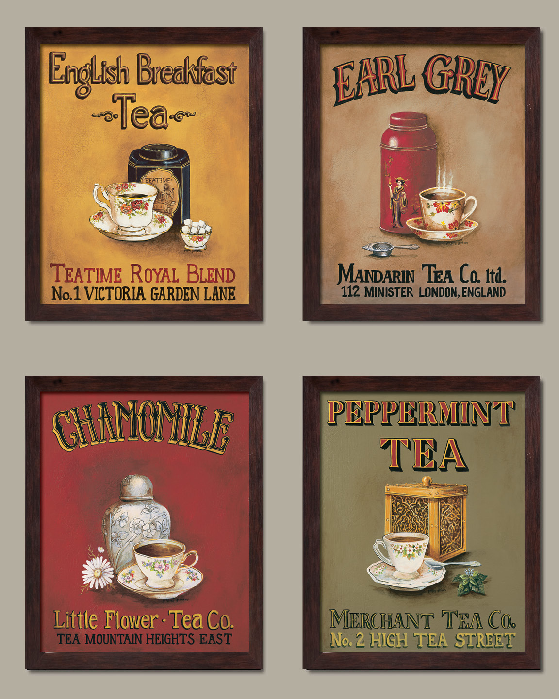 Gango Home Decor Tea Time! Vintage Tea Signs, Earl Grey, English ...