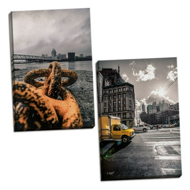 Gango Home Decor Traditional Crosswalks of Manhattan I & Don't Break by Donnie Quillen (Ready to Hang); Two 12x18in Hand-Stretched Canvases