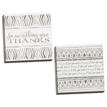 Gango Home Decor Traditional I Love You More & In Everything Give Thanks by Cindy Jacobs (Ready to Hang); Two 12x12in Hand-Stretched Canvases