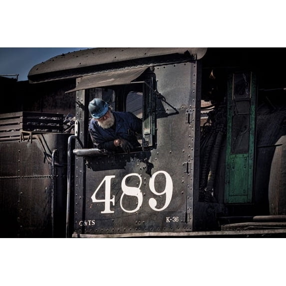 Gango Home Decor Train Conductor II by Kathy Mahan (Printed on Paper); One 36x24in Fine Art Paper Giclee Print