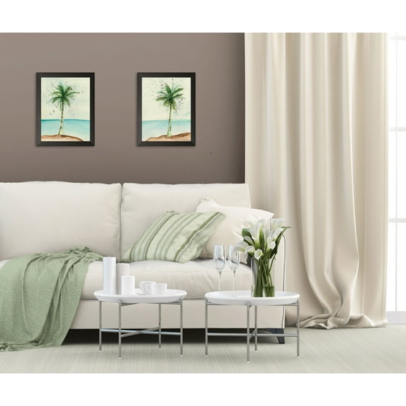 Gango Home Decor Tropical African Oil Palm I & II; Two 11x14in Art Prints in Black Frames