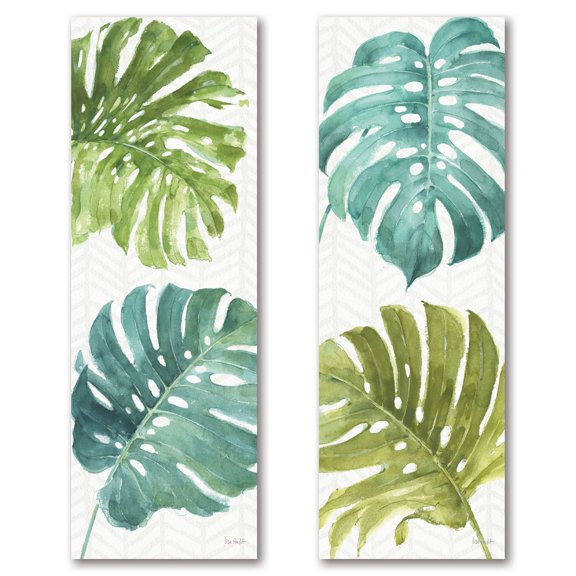 Gango Home Decor Tropical Mixed Greens LXXIX & Mixed Greens LXXX by Lisa Audit (Printed on Paper); Two 6x18in Unframed Paper Posters