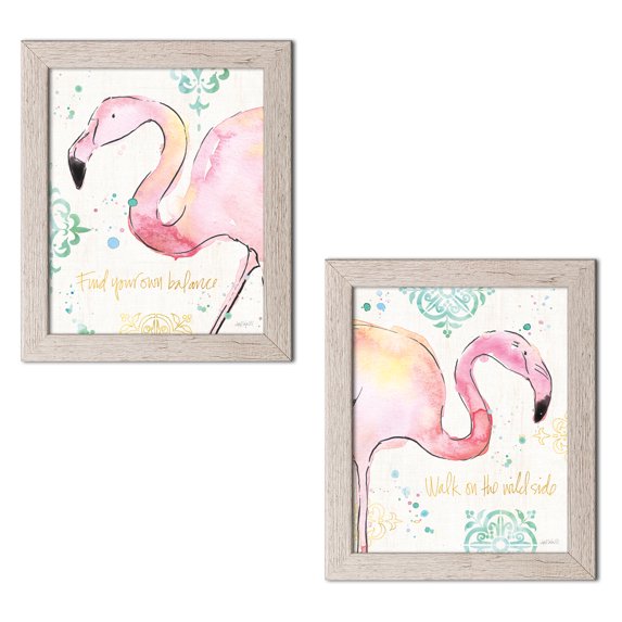 Gango Home Decor Tropical Palm Passion II & Palm Passion III by Anne Tavoletti (Ready to Hang); Two 11x14in Distressed Framed Prints
