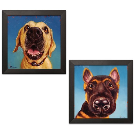 Gango Home Decor Vertical Follow Your Nose 1 & 2 by Lucia Heffernan (Ready to Hang); Two 12x12in Black Framed Prints