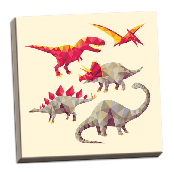 Gango Home Decor Vertical Geo Saurs by Michael Buxton (Ready to Hang); One 12x12in Hand-Stretched Canvas