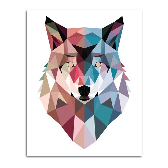 Gango Home Decor Vertical Geo Wolf by Michael Buxton (Printed on Paper); One 11x14in Unframed Paper Poster