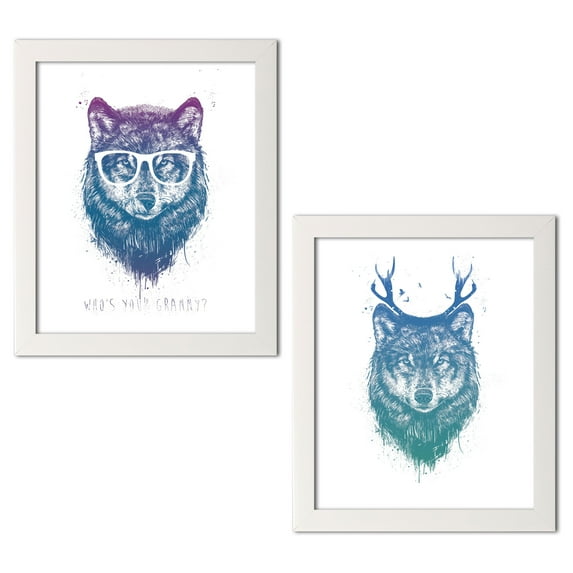 Gango Home Decor Vertical I'm Your Deer & Who's Your Granny by Balazs Solti (Ready to Hang); Two 11x14in White Framed Prints