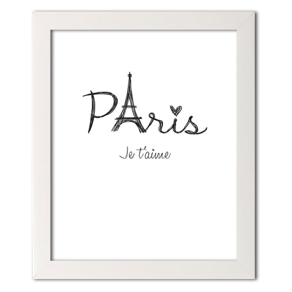 Gango Home Decor Vertical Je t'aime by TypeLike (Ready to Hang); One 12x16in White Framed Print