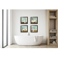 thumbnail image 1 of Gango Home Decor Vintage Bathtub & Sink Bathroom Prints on a Postcard Background; Four 12x12in Art Prints in Brown Frames, 1 of 7