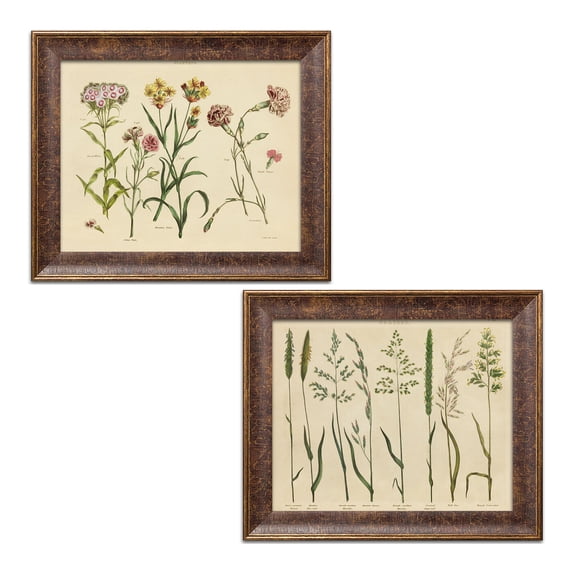 Gango Home Decor Vintage Herbal Botanical VII & Herbal Botanical VIII by Wild Apple Portfolio (Ready to Hang); Two 14x11in Gold Trim Framed Prints