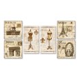 thumbnail image 1 of Gango Home Decor Vintage Paris Eiffel Tower Wall Art Set; Six Beige 12x12, 10x18in Posters, 1 of 7