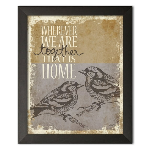 Gango Home Decor Vintage Together is Home; One 12x16in Art Print in Black Frame