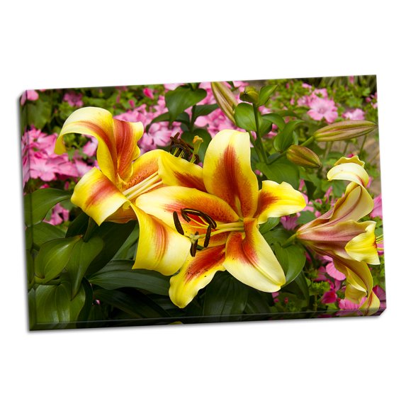 Gango Home Decor Yellow Lilies by George Johnson (Ready to Hang); One 36x24in Hand-Stretched Canvas