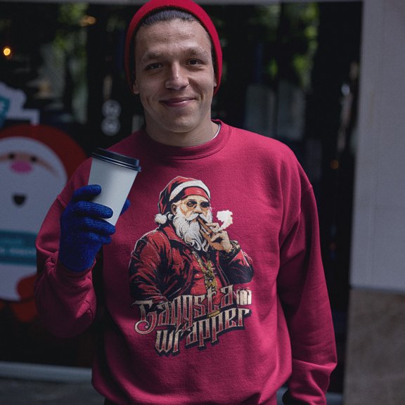 Gangsta Wrapper Santa Hip Hop Claus Christmas Sweatshirt | Funny Xmas | 3 Colors
