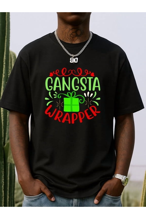 Gangsta Wrapper Tee t-shirt comfort colors tshirt for men graphic tees graphic black Breathable fabric, crew neck, short sleeves, perfect for summer outdoor activities and leisure wear