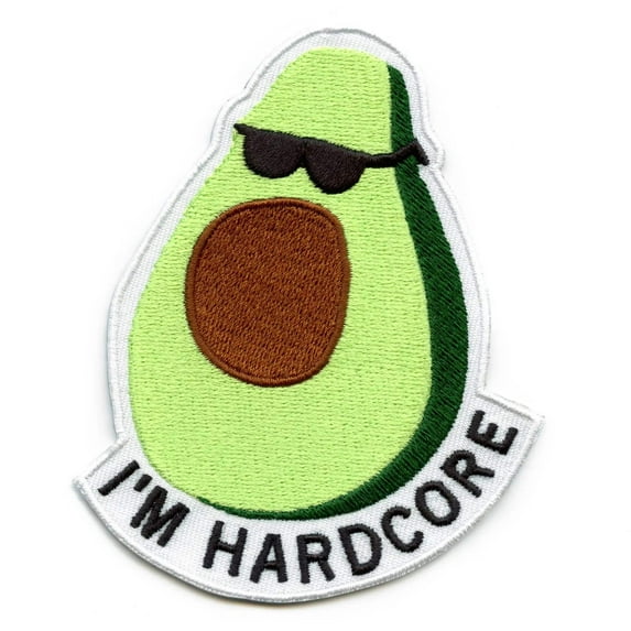 Gangster Avocado I'm Hardcore Embroidered Iron On Patch