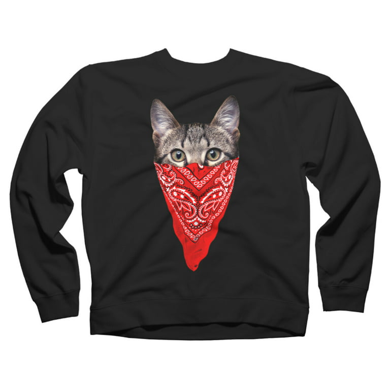 Gangster Cat Black Graphic Crew Neck Sweatshirt - Design By Humans