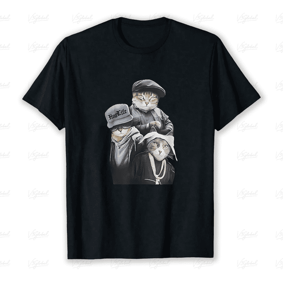 Gangster Cat Trio Funny Feline Attitude Humor Animal Graphic Unisex T-Shirt V18169 ,up to size 5XL