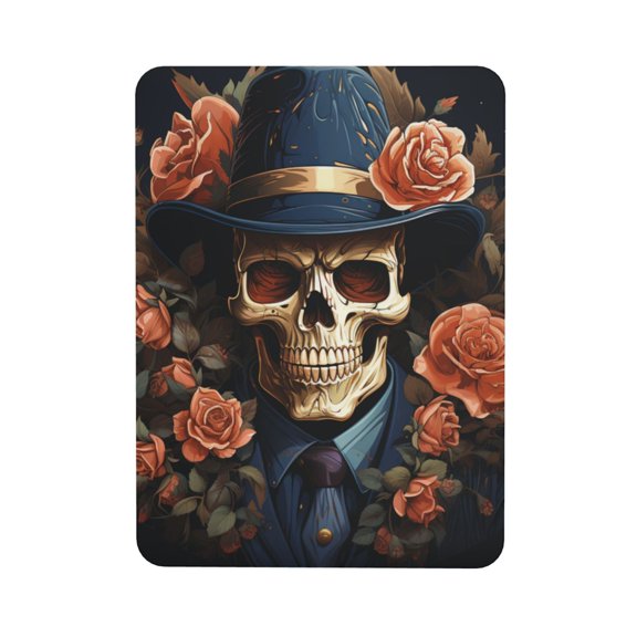 Gangster Death Skull Gothic Art Rectangular Refrigerator Magnet, Soft Magnetic Fridge Magnet for Home, Office, Locker Decor