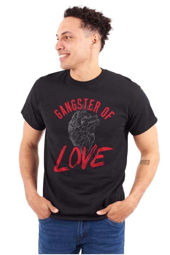 Gangster Of Love Funny Valentines Day Plus Size Crewneck Graphic Tee Shirt Brisco Brands 2X