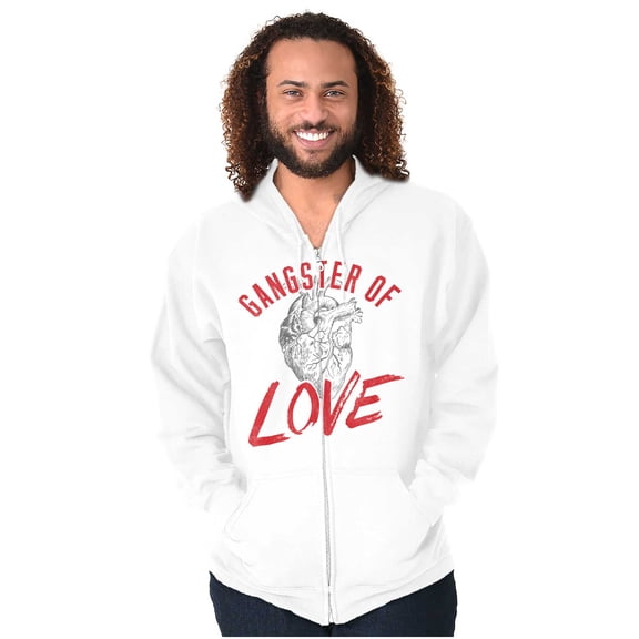 Gangster Of Love Funny Valentines Day Unisex Fleece Graphic Zip Up Hoodie Brisco Brands 2X