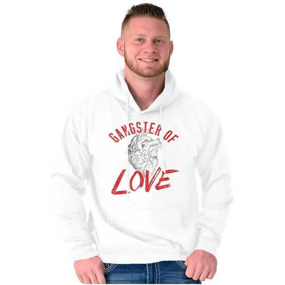 Gangster Of Love Funny Valentines Day Unisex Plus Fleece Graphic Hoodie Brisco Brands 3X