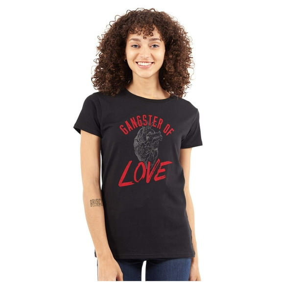 Gangster Of Love Funny Valentines Day Womens Slim Fit Graphic Tee Brisco Brands S
