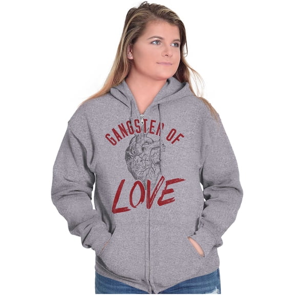 Gangster Of Love Funny Valentines Day Zip Up Hoodie Men's Women's Brisco Brands X
