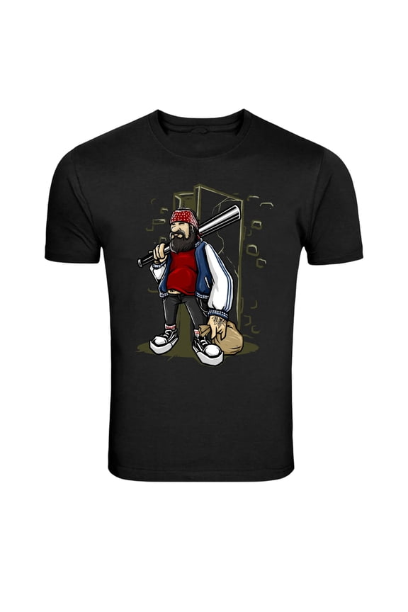 Gangster Thug With Bat Street Cartoon Graphic T Shirt